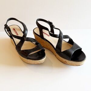 Prada Wedge Platform Cork Sandals